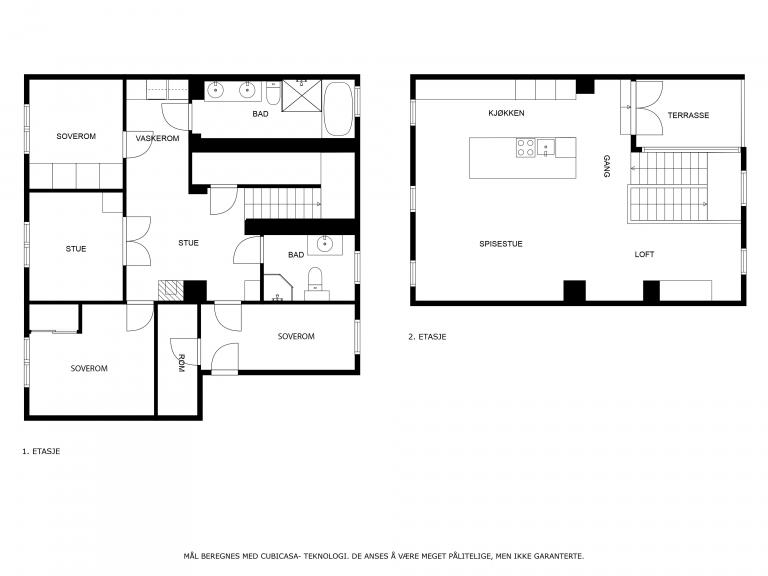 Plantegning av leilighetens to etasjer